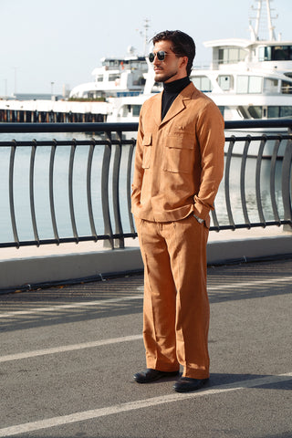 Suede Co-Ord Set with Extended Camp Collar Suede Co-Ord Set with Extended Camp Collar