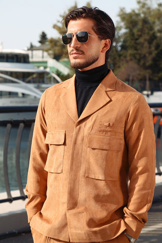 Suede Co-Ord Set with Extended Camp Collar Suede Co-Ord Set with Extended Camp Collar