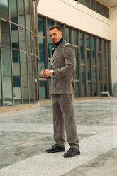 Modern Corduroy Double-Breasted Suit