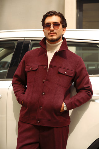 Wool Blend Co-Ord Set with Denim-Inspired Styling Wool Blend Co-Ord Set with Denim-Inspired Styling