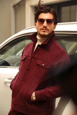 Wool Blend Co-Ord Set with Denim-Inspired Styling Wool Blend Co-Ord Set with Denim-Inspired Styling