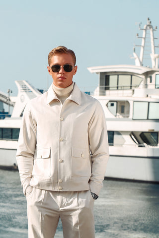 White Suede Co-Ord Set with Structured Cut