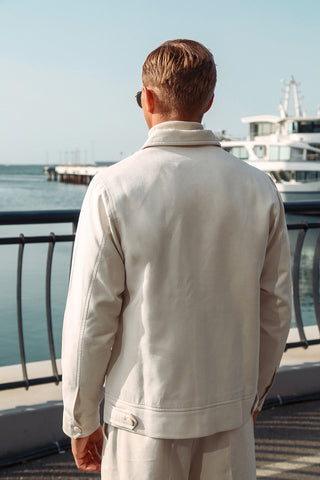 White Suede Co-Ord Set with Structured Cut