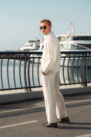 White Suede Co-Ord Set with Structured Cut