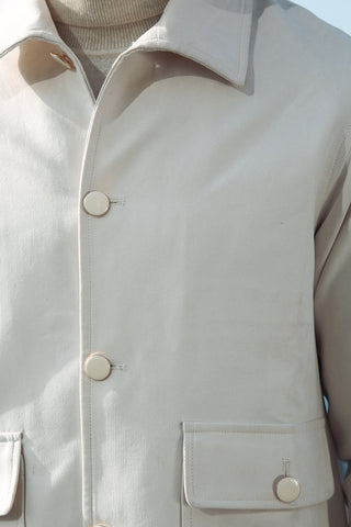 White Suede Co-Ord Set with Structured Cut