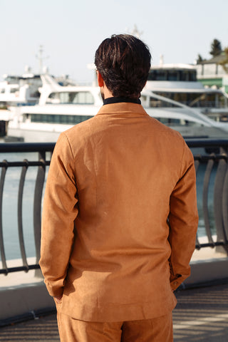 Suede Co-Ord Set with Extended Camp Collar