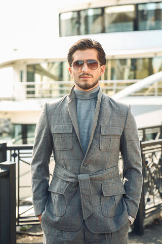 Grey Checkered Two Piece Suit
