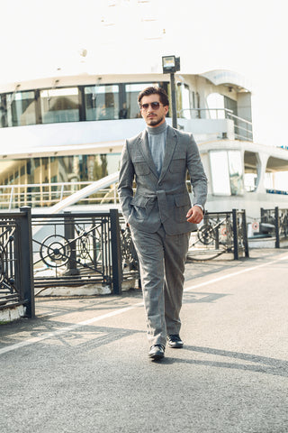 Grey Checkered Two Piece Suit
