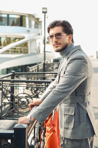 Grey Checkered Two Piece Suit