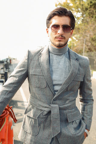 Grey Checkered Two Piece Suit