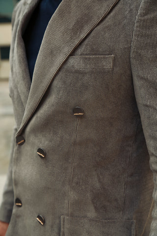 Modern Corduroy Double-Breasted Suit