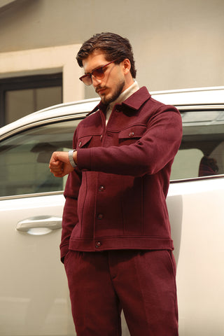 Wool Blend Co-Ord Set with Denim-Inspired Styling