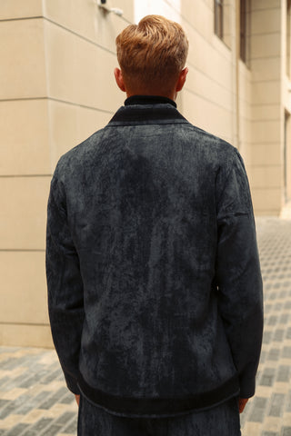 Corduroy Suit with Suede Detailing and Rivets