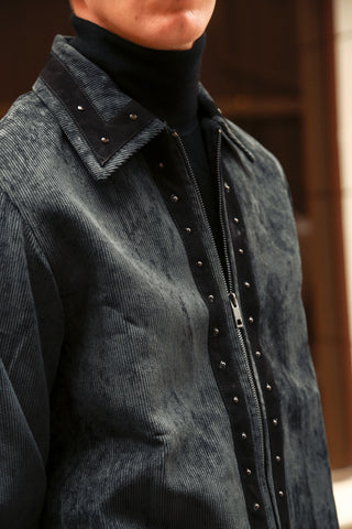 Corduroy Suit with Suede Detailing and Rivets