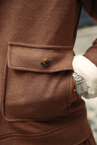 Luxury Italian Cashmere-Like Co-Ord Set with Fur Collar
