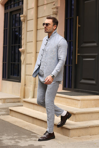 2 Piece Modern Suit With Separate Waistcoat