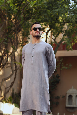 Classic Slub Cotton Kurta Trouser