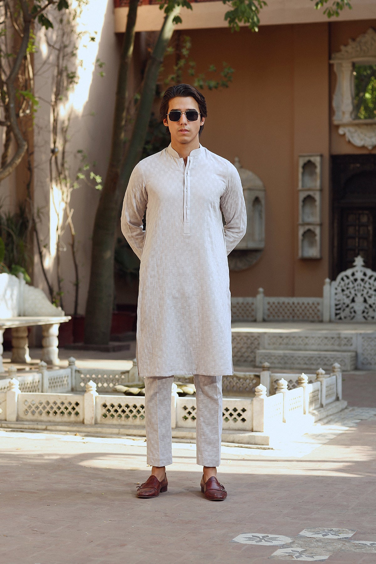 Classic Dobby Cotton DBL Placket Kurta Trouser