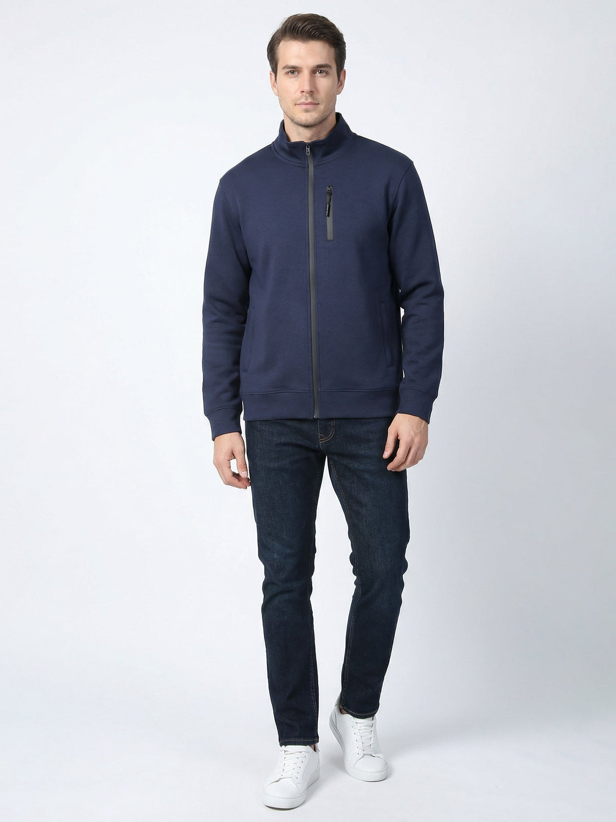 Mock Neck Scuba Slub Zipper