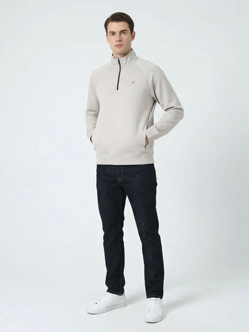 Half Mock Neck Scuba Slub Zipper