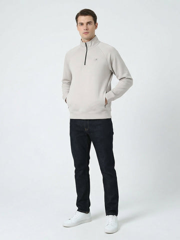 Half Mock Neck Scuba Slub Zipper